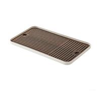 Vassoio da tè a due livelli con scolapiatti in legno e base in plastica, scolapiatti rettangolare rimovibile per riporre e posizionare tazze da tè, colore marrone chiaro, 39,2 x 22,2 x 3 cm