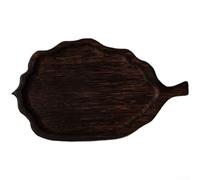 Vassoio da tè in legno con motivo unico a foglia per servire tè, caffè e pasti, realizzato in legno di paulonia con elegante design minimalista (D)