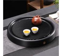 Vassoio da tè in legno massello Gongfu con drenaggio, display per kung fu, vassoio semplice per la casa, vassoio da portata per tè giapponese per casa e ufficio (nero)