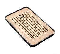 Vassoio da tè in legno per cerimonia classica del tè, scolapiatti con funzione di appoggio, facile da pulire con parti rimovibili, 36 x 24 cm(C)