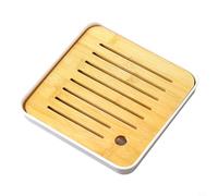 Vassoio da tè per servizio da tè cinese con scolapiatti e contenitore per l'acqua, realizzato in legno massello con finitura liscia lucida (bianco A)