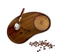 Vassoio da tè pomeridiano - Supporto in legno per vassoio da portata, da tavolo portatile, piattaforma di presentazione per sala da pranzo elegante, superficie di esposizione di