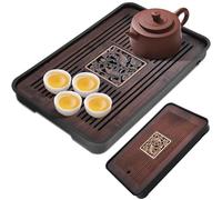 Vassoio da tè staccabile in bambù 36 x 24 cm, con conservazione dell'acqua e drenaggio, perfetto per il set di teiere Kung Fu, ideale per gli amanti del tè, amici e riunioni di famiglia
