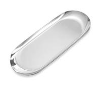 Vassoio Decorativa Piatto di Stoccaggio in Acciaio Inossidabile Ovale Organizzatore per Gioielli Cosmetici Candela Tè Snack, Argento