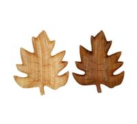 Vassoio decorativo a forma di foglia in MDF 32x28 cm Marrone