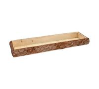 Vassoio decorativo in legno con corteccia rettangolare grande - 48 x 17 cm - Vassoio per candele naturale con bordo in corteccia d'albero, decorazione da tavolo, tovaglioli, candele
