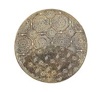 Vassoio Decorativo in Metallo Dorato Traforato Rotondo Stile Retró 49 cm
