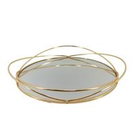 Vassoio dello Specchio del Metallo Dell'oro, Vassoio Rotondo dei Gioielli del Profumo, Vassoio di Vanità per Il Comò, Vanità, Tavola, Bagno & più,d'oro,M