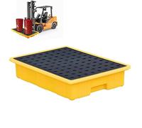 Vassoio di contenimento delle fuoriuscite con tasche per carrelli elevatori, piattaforma industriale impilabile di prevenzione delle perdite con grata per magazzini e fabbriche, 71 x 71 x 16,3 cm