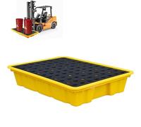 Vassoio di contenimento delle fuoriuscite con tasche per carrelli elevatori, piattaforma industriale impilabile di prevenzione delle perdite con grata per magazzini e fabbriche, 71 x 71 x 16,3 cm