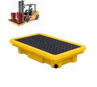 Vassoio di contenimento delle fuoriuscite con tasche per carrelli elevatori, piattaforma industriale impilabile di prevenzione delle perdite con grata per magazzini e fabbriche, 71 x 71 x 16,3 cm