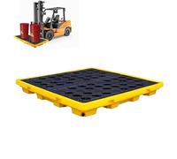 Vassoio di contenimento delle fuoriuscite con tasche per carrelli elevatori, piattaforma industriale impilabile di prevenzione delle perdite con grata per magazzini e fabbriche, 71 x 71 x 16,3 cm