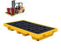 Vassoio di contenimento delle fuoriuscite con tasche per carrelli elevatori, piattaforma industriale impilabile di prevenzione delle perdite con grata per magazzini e fabbriche, 71 x 71 x 16,3 cm