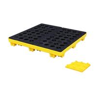 Vassoio di contenimento delle fuoriuscite di olio, piattaforma modulare con grata per stoccaggio del tamburo e protezione anti-perdite