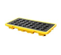 Vassoio di contenimento delle fuoriuscite, leggero, impilabile, in polietilene, a prova di perdite, per magazzini e garage, pallet modulare, giallo e nero, 130 x 60 cm