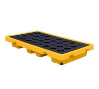 Vassoio di contenimento per fuoriuscite, Robusto e impilabile, per fusti di Olio, con Dimensioni di 128x128x17 cm e griglia Antiscivolo, Ideale per Lo stoccaggio di Prodotti chimici e la Pre