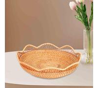 Vassoio di frutta portatile intrecciato a mano con cesto di frutta in rattan
