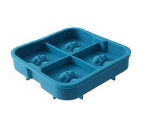 Vassoio di ghiaccio, stampo animale, stampo in silicone di squalo, design a 4 cavità, antiaderente flessibile, contenitore, festa e barra, 15x15x3cm/5.91x5.91x1.18 pollici, blu, 1 pezzo