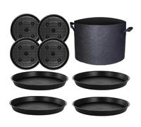 Vassoio Di Irrigazione Per Piante - Set Nero A Prova Di Perdita Di 4 Pezzi Mensola Di Germinazione Traspirante Con Coltivazione Da 5 Galloni | Base Antiscivolo Da 35 cm Per Interni Ed Esterni,