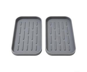 Vassoio di scarico in silicone per spugna e sapone da cucina, 2 pezzi | Il design rialzato della cresta favorisce un'asciugatura rapida, il silicone resistente al calore mantiene asciutti i