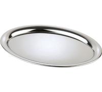 APS Vassoio di servizio Kaffeehaus, classico vassoio da caffè viennese, vassoio in acciaio inossidabile, altamente lucidato, ovale, bordo arrotolato, 20 x 14,5 cm, x 0,5 cm