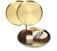 Vassoio di servizio decorativo dorato rotondo 3 pezzi, 12" vassoi di vanità in acciaio inox per il bagno, piatto di candela di profumo in metallo gioielli organizzatore di trucco stoviglie per bur
