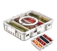 Vassoio di servizio diviso - 12.2x9.45x2.76 pollici 4 scatola di salumi compartimenti, organizzatore di alimenti trasparente con coperchio, contenitore portatile con manici | Archiviazione di snack da