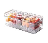 Vassoio di servizio refrigerato - Server del condimento - da festa refrigerato | di frutta trasparente con guarnizione per animali domestici con compartimenti rimovibili | 40,5 cm di cib
