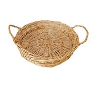 Vassoio di vimini rotondo, vassoio di cestino intrecciato di rattan naturale con manici, cesto decorativo da 11x2 pollici per verdure di frutta di pane caffè più rattan