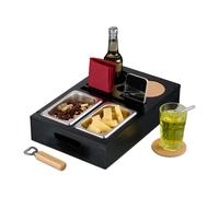 Vassoio Divano 3in1 Ciotole Acciaio Snack Couch Bar Portabevande Sottobicchieri