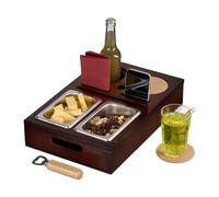 Vassoio Divano 3in1 Ciotole Acciaio Snack Couch Bar Portabevande Sottobicchieri
