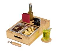 Vassoio Divano 3in1 Ciotole Acciaio Snack Couch Bar Portabevande Sottobicchieri