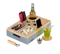 Vassoio Divano Ciotole Acciaio Sottobicchieri Snack Couch Bar Bambù Portabevande