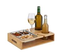 Vassoio Divano Couch Bar 3in1 Ciotole Acciaio per Snack Portabevande Portacalici