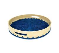 Vassoio Egeo 30 cm Ø bambù e alghetta con tocchi blu vassoio decorativo