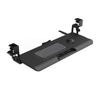 Vassoio ergonomico da scrivania con morsetto, scorrevole sotto la scrivania, rimovibile per tastiera e mouse, perfetto per scrivere, 650 x 250 mm, colore nero, design regolabile