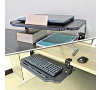 Vassoio ergonomico per tastiera, con morsetto a C retrattile, 50 cm, design salvaspazio nero, per casa, ufficio e configurazione di gioco