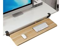 Vassoio ergonomico per tastiera, con supporto per il polso, ripiano scorrevole per un facile accesso, robusto design a morsetto, finitura rimovibile, colore: nero/noce/marrone