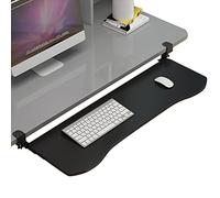 Vassoio ergonomico per tastiera sotto la scrivania, regolabile in legno di teak/noce/bianco/nero robusto con sistema di scorrimento liscio per una facile estensione e un maggiore comfort, perfetto per