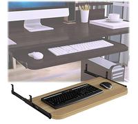 Vassoio ergonomico regolabile per tastiera con piattaforma scorrevole Supporto in legno salvaspazio per il massimo comfort, adatto a scrivanie da 54/60/70 x 27 cm, migliora la postura e l'efficienza