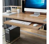 Vassoio ergonomico scorrevole per tastiera da scrivania, angoli arrotondati, supporto per tastiera del computer, finitura noce chiaro, 70 cm, migliora lo spazio di lavoro e il comfort