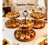 Vassoio espositore in legno di alta qualità a più ripiani - Alzata per torte, vassoio di servizio, adatto per dessert, snack, frutta secca e caramelle, elegante accessorio da cucina, perfetto per appa