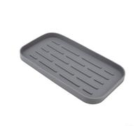 Vassoio flessibile in silicone per lavello con design rialzato per migliorare la circolazione dell'aria e il drenaggio dell'acqua, mantiene il lavello della cucina ordinato e asciutto (grigio)