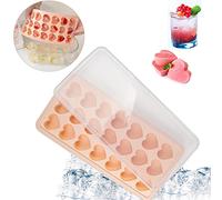 Vassoio Flessibile per Cubetti di Ghiaccio a Forma di Cuore, 27×13.5cm, Formine Ghiaccio Silicone, Portaghiaccio Cubetti con Coperchio per Congelatore, Whisky, Cocktail,Gelati e Cioccolato, Rosa
