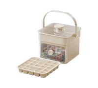 Vassoio for cubetti di ghiaccio con pulsante coperchio e contenitore, stampi a rilascio facile, perfetti for cucine domestiche feste(Milky white,2)