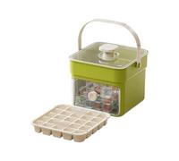 Vassoio for cubetti di ghiaccio con pulsante coperchio e contenitore, stampi a rilascio facile, perfetti for cucine domestiche feste(Green,1)