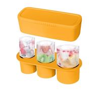Vassoio for cubetti di ghiaccio in silicone for tazza con coperchio e contenitore for congelatore, 3 stampi cilindrici grandi cavi for bere(Yellow)