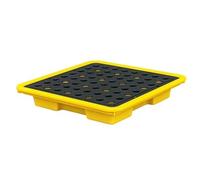 Vassoio For Fusti Di Petrolio, Piattaforma Contenimento Sversamenti, Piattaforme Modulari For Con Griglia A Sommità Piatta, Pallet In Polietilene Giallo E Nero(33.5x33.5x5.5cm)