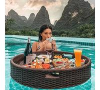 Vassoio galleggiante con manici, vassoio rotondo in tessuto, ideale per colazione, spa e bagno, accessorio galleggiante perfetto per adulti in piscine e bar di sabbia