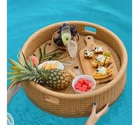 Vassoio galleggiante, design intrecciato in rattan, per piscina, vasca idromassaggio e feste in spiaggia